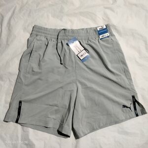 Puma Men's Active Woven Shorts Gray Size L 7" Inseam Elastic Waist Gym NWT